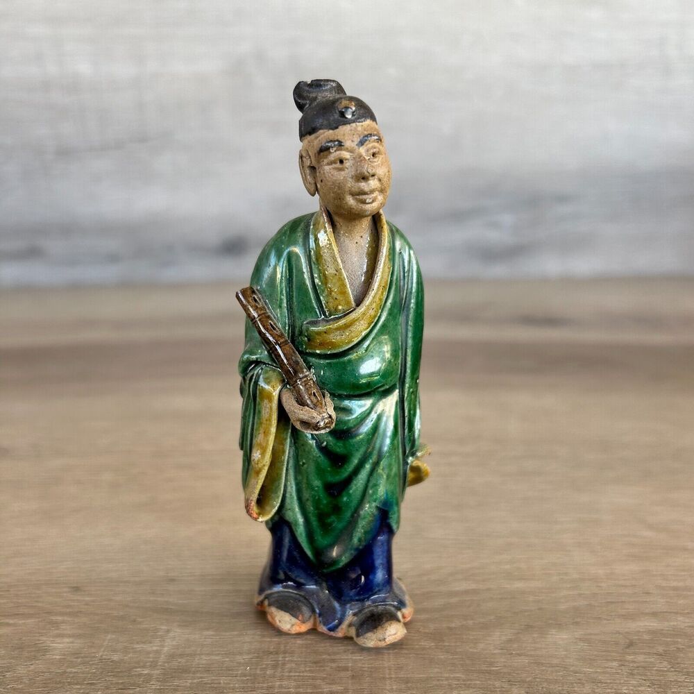 Chinese Antique Shiwan Mudman Sage Figurine Ceramic 5"